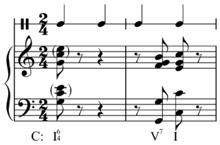 In tap dancing, jazz, and blues, stop-time is an accompaniment pattern interrupting, or stopping, the normal time and featuring regular accented attacks on the first beat of each or every other measure, alternating with silence or instrumental solos. Stop-time occasionally appears in ragtime music. The characteristics of stop-time are heavy accents, frequent rests, and a stereotyped cadential pattern. Stop-timing may create the impression that the tempo has changed, though it has not, as the soloist continues without accompaniment. Stop-time is common in African-American popular music including R&B, soul music, and led to the development of the break in hip hop.