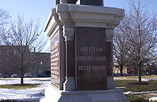 "Antietam" is misspelled on the east side of the memorial. Sycamore Il Civil War Memorial7.jpg