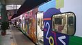 一列童玩節彩繪列車停在宜蘭站