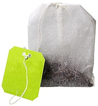 A teabag with label
