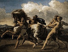 Théodore Géricault - Caballo detenido por los esclavos o Carrera de caballos libres 1817