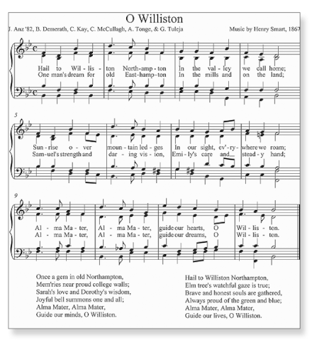 Sheet music for "O Williston".