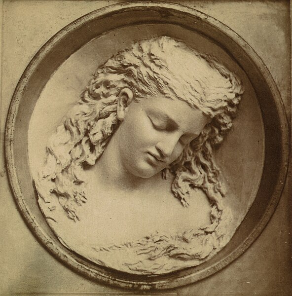 An 1876 Butter sculpture by Caroline S. Brooks of "The Dreaming Iolanthe", depicting the blind Iolanthe, as portrayed in King René's Daughter