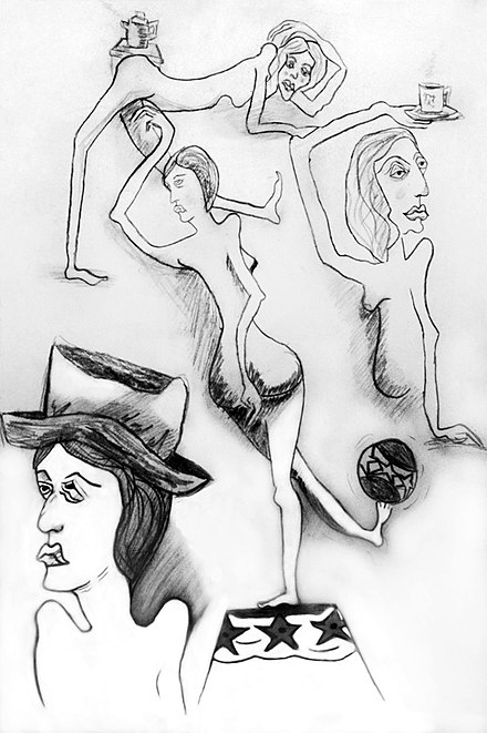 Matuschka's rendition of herself as a life-sketching model 1972