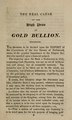 The Real Cause of the High Price of Gold Bullion by Edward Cooke