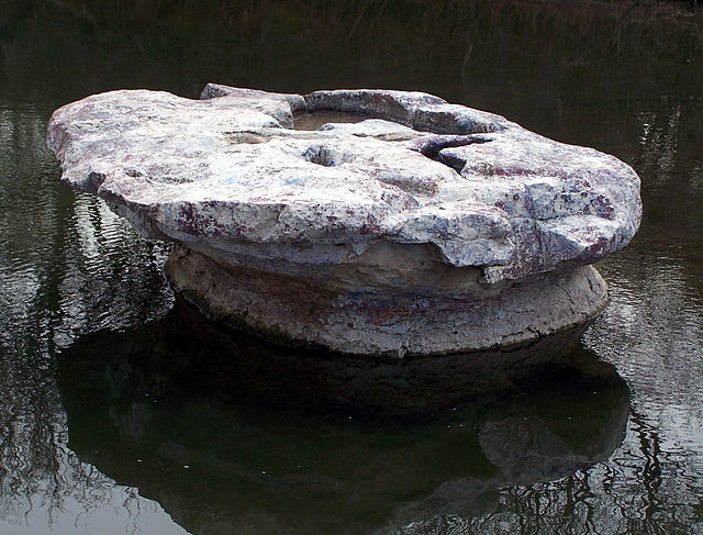 The "round rock" of Round Rock, Texas, in Brushy Creek along the historic Chisholm Trail