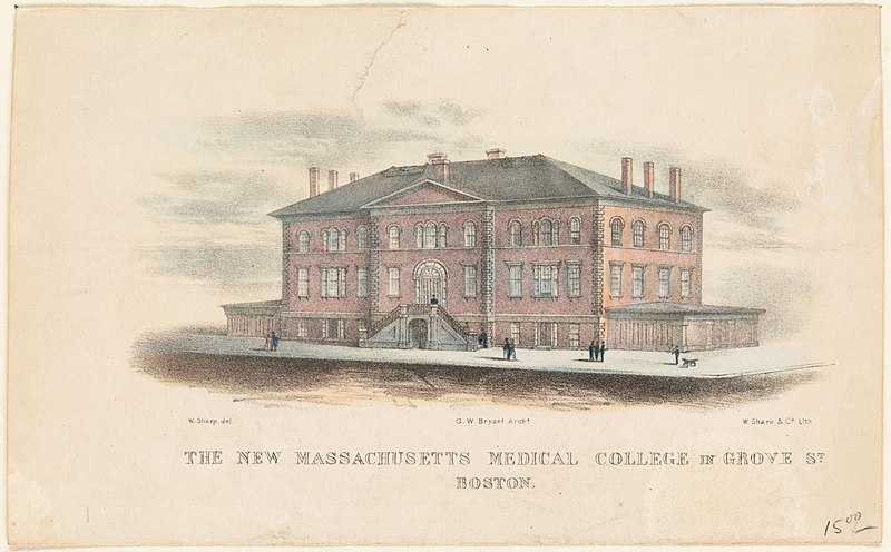 File:The new Massachusetts Medical College in Grove St., Boston, by William Comely Sharp, W. Sharp & Co Lith, c. 1840s, from the Digital Commonwealth - commonwealth 37720s00b.jpg