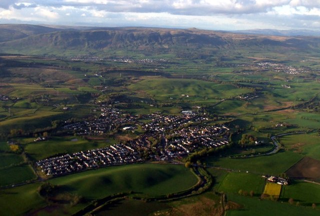 Torrance with the River Kelvin in the foreground and Milton of Campsie and Lennoxtown in the background.