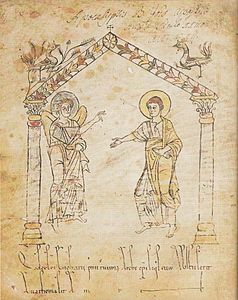 L'apparition de l'ange à Jean, (Codex 31), bibliothèque de la ville de Trèves.