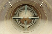 Palette della turbina viste dall'ugello di scarico di un Verdon.