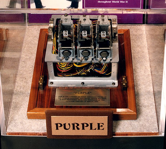 Fragment of a Type 97 "Purple" cipher machine recovered from the Japanese embassy in Berlin at the end of World War II. Purple code was reverse engine