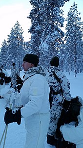 Finnish and American soldiers train together in arctic conditions in Lapland, Finland, as part of Cold Weather Basic Operation Course, January 6-16, 2015 USRAK soldiers attend Finnish army's cold weather training 150110-A-WX507-585.jpg