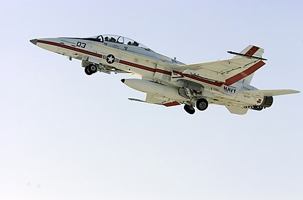 An F/A-18B Hornet assigned to the U.S. Naval Test Pilot School