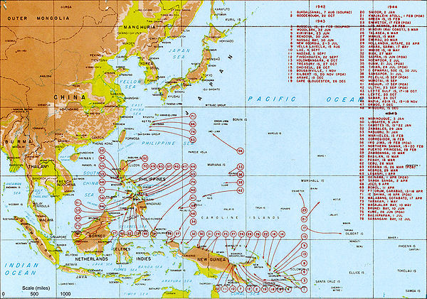 Allied landings in the Pacific Theatre of operations, August 1942 to August 1945