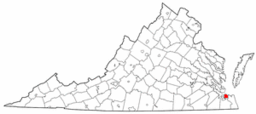Norfolks läge på en karta över Virginia.