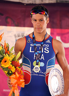 Vincent Luis, gold medalist at the European Cup in Quarteira, 2011. Vincent Luis Triathlon Quarteira 2011.jpg