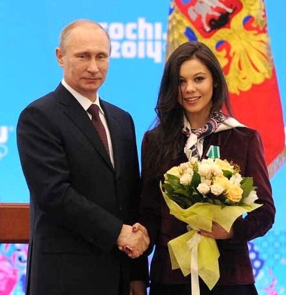Ilinykh at the awarding ceremony for Russian athletes with President Vladimir Putin