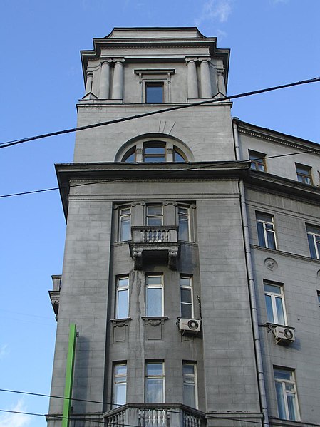Luxury apartment blocks, like this one in Solyanka Street, Moscow, became the most visible and numerous application of the style