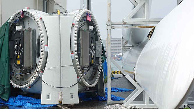 A hub and blades of a wind turbine