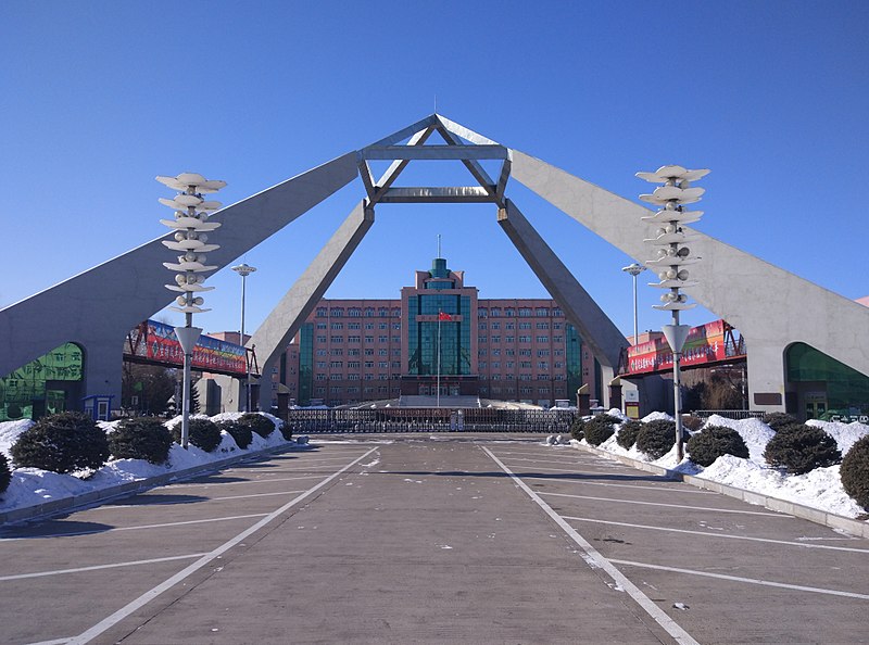 File:佳木斯大学天桥 Overpass, the symbol of Jiamusi University, Feb 2018.jpg