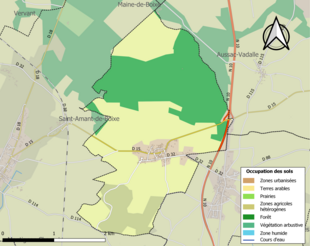 Barevná mapa znázorňující využití půdy.