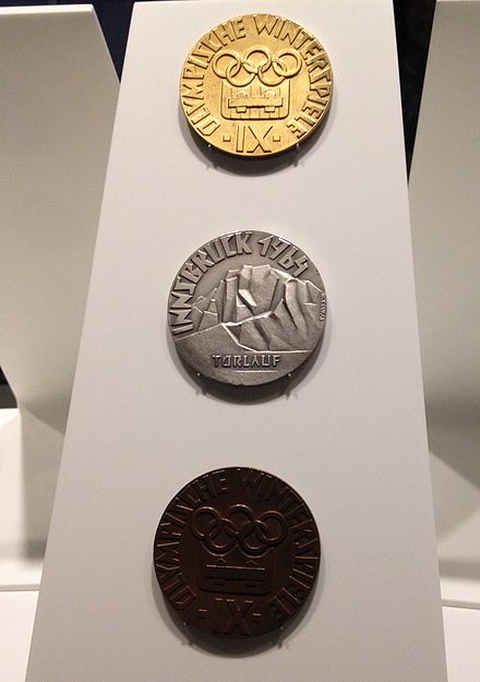The gold, silver and bronze medals of the 1964 Olympic Winter Games (Olympic Museum).