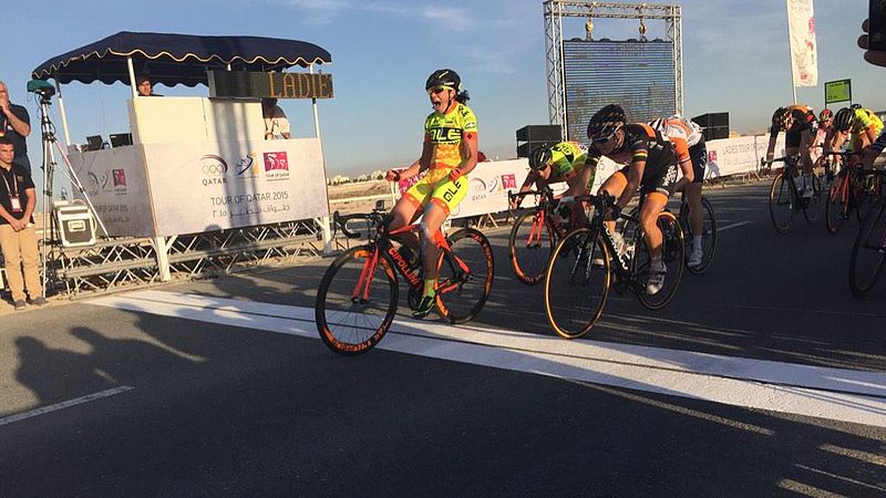 File:2015 Ladies Tour of Qatar Cucinotta winning stage 1.jpg