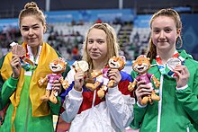 2018-10-10 Renang anak Perempuan' 100m gaya Dada Final pada 2018 Summer Youth Olympics oleh Sandro Halank-043.jpg