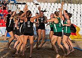 Deutsch: Beachhandball Weltmeisterschaften 2022; Tag 5: 25. Juli 2022 – Frauen, Halbfinale, Deutschland-Niederlande 2:0 (18:10, 25:16) English: 2022 Beach handball World Championships; Day 5: 25 July – Women Semifinal – Germany-Netherlands 2:0 (18:10, 25:16)