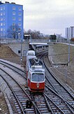 Een sneltram op de aansluiting bij de Tscherttegasse op 28 december 1992.