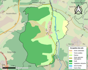 Kolorowa mapa przedstawiająca użytkowanie gruntów.