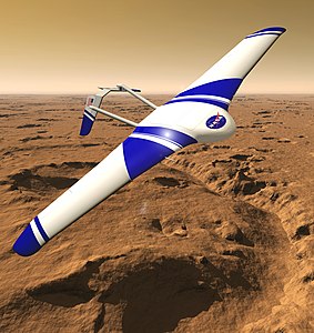 ARES, projet de planeur volant dans l'atmosphère de Mars étudié dans le cadre du programme Mars Scout (vue d'artiste).