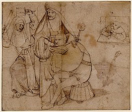 Jérôme Bosch, Une scène de barbier comique, ca. 1477-1516.