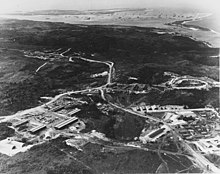 CinCPac-POA headquarters being built in Asan-Maina, Guam in January 1945, when it was moved forward from Honolulu Adm Nimitz headquarters on the Fonte Plateau, Guam (cropped).jpg