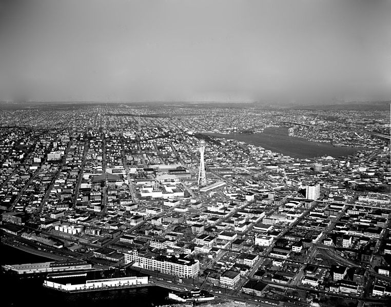 File:Aerial view of Century 21 Exposition grounds and environs, 1962.jpg