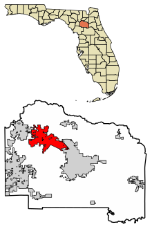 Alachua County Florida Sisällytetyt ja rekisteröimättömät alueet Alachua Highlighted 1200375.svg