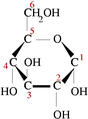מבנה כימי של מולקולת גלוקוז טבעתית