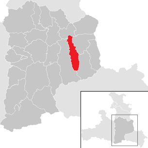 Location of the municipality of Altenmarkt im Pongau in the St. Johann im Pongau district (clickable map)