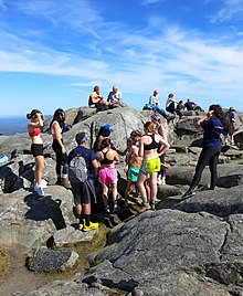 Typical crowded summit of Mt. Monadnock on a sunny autumn day