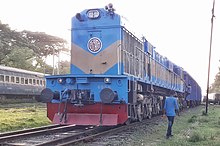 Class BED-33 6536. Formerly 11587 of Samastipur, this WDM3D locomotive has Auxiliary Power Unit (APU). Bangladeshi Freight Train.jpg