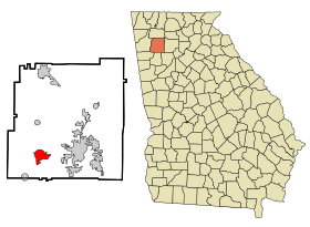 Bartow County Georgia Incorporated and Unincorporated areas Euharlee Highlighted.svg