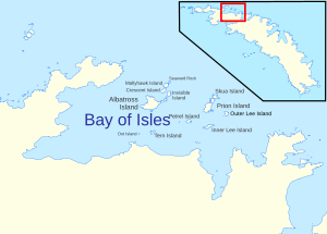 Karte der Bay of Isles mit ihren Inseln