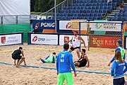 Deutsch: Beachhandball Europameisterschaften 2019 (Beach handball Euro); Tag 3: 4. Juli 2019 – Männer, Platzierungsrunde Gruppe III, Slowenien-Türkei 0:2 (18:18, 22:23) English: Beach handball Euro; Day 3: 4 July 2019 – Men Consolation Round Group III – Slovenia-Turkey 0:2 (18:18, 22:23)