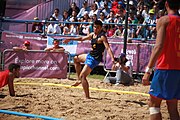 Deutsch: Beachhandball bei den Olympischen Jugendspielen 2018 in Buenos Aires; Tag 7, 13. Oktober 2018; Jungen, Halbfinale – Spanien-Kroatien 2:1 English: Beach handball at the 2018 Summer Youth Olympics in Buenos Aires at 13 October 2018 – Boys Semifinal – Spain-Croatia 2:1 Español: Handball de playa en los Juegos Olimpicos de la Juventud Buenos Aires 2018 en 13 de octubre de 2018 – Semifinales de chicos - España-Croacia 2:1