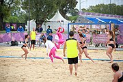 Deutsch: Beachhandball bei den Olympischen Jugendspielen 2018; Tag 5, 10. November 2018; Mädchen, Platzierungsrunde - Russland-Türkei 2:0 English: Beach handball at the 2018 Summer Youth Olympics at 11 October 2018 – Girls Consolation Round – Russland-Turkey 2:0