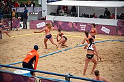 Deutsch: Beachhandball bei den Olympischen Jugendspielen 2018; Tag 5, 10. November 2018; Mädchen, Hauptrunde - Kroatien-Niederlande 1:2 English: Beach handball at the 2018 Summer Youth Olympics at 11 October 2018 – Girls Main Round – Croatia-Netherlands 1:2