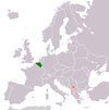 Location map for Belgium and Kosovo.