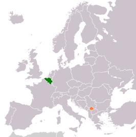 Kaart met daarop België en Kosovo