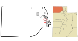 Emplacement dans le comté de Box Elder et dans l'état de l'Utah