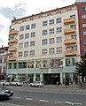Čeština: Hotel Slovan v Lidické ulici č. 23, ve čtvrti Veveří, městská část Brno-střed. Celkový čelní pohled.